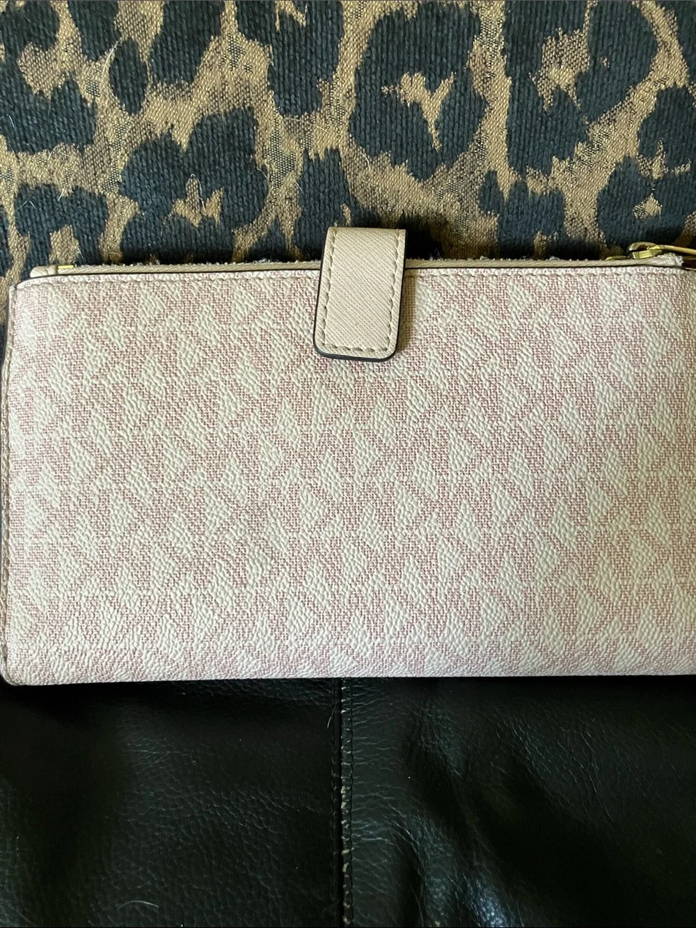 Michael Kors Blush Pink Wristlet Clutch with Gold Logo